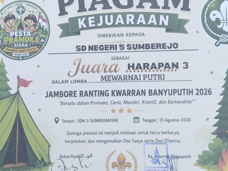JUARA HARAPAN 3 PUTRI DI LOMBA PRESTASIAGA